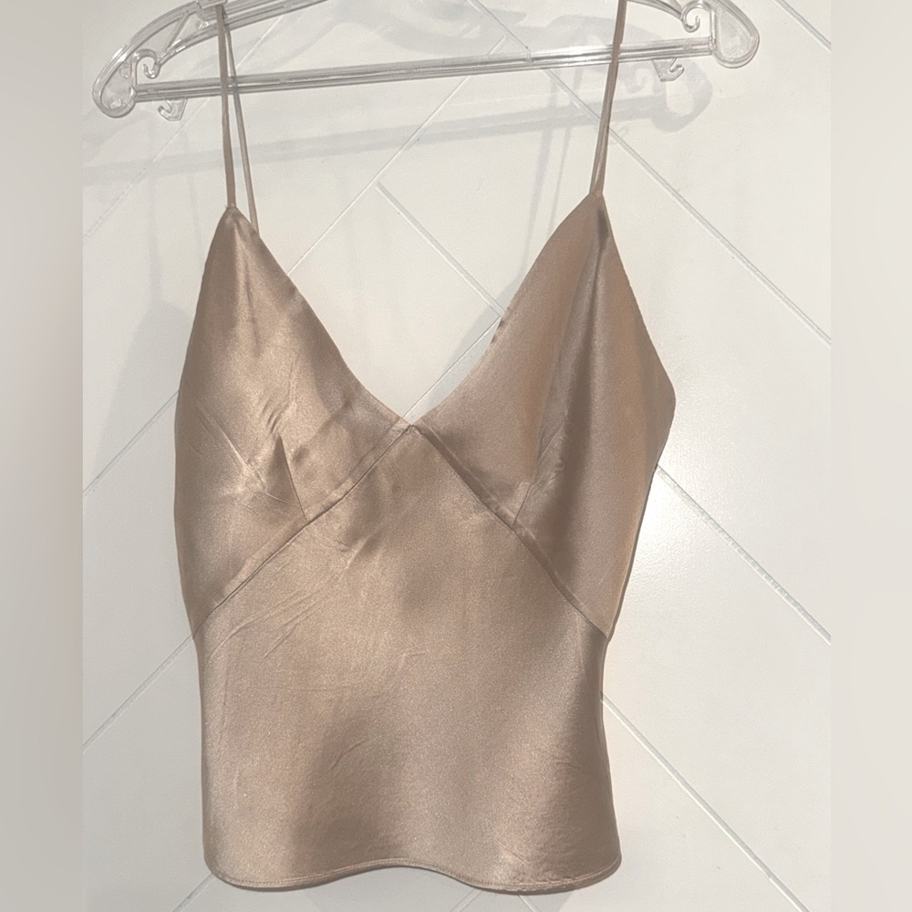 Negative eclipse washable 100% mulberry 17mm silk cami champagne Fizz Small $120 - Picture 8 of 13